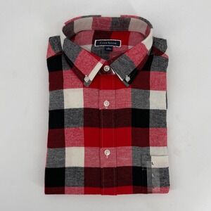 Club Room Buffalo Plaid Flannel Shirt Red Black White‎ Size L Cabincore